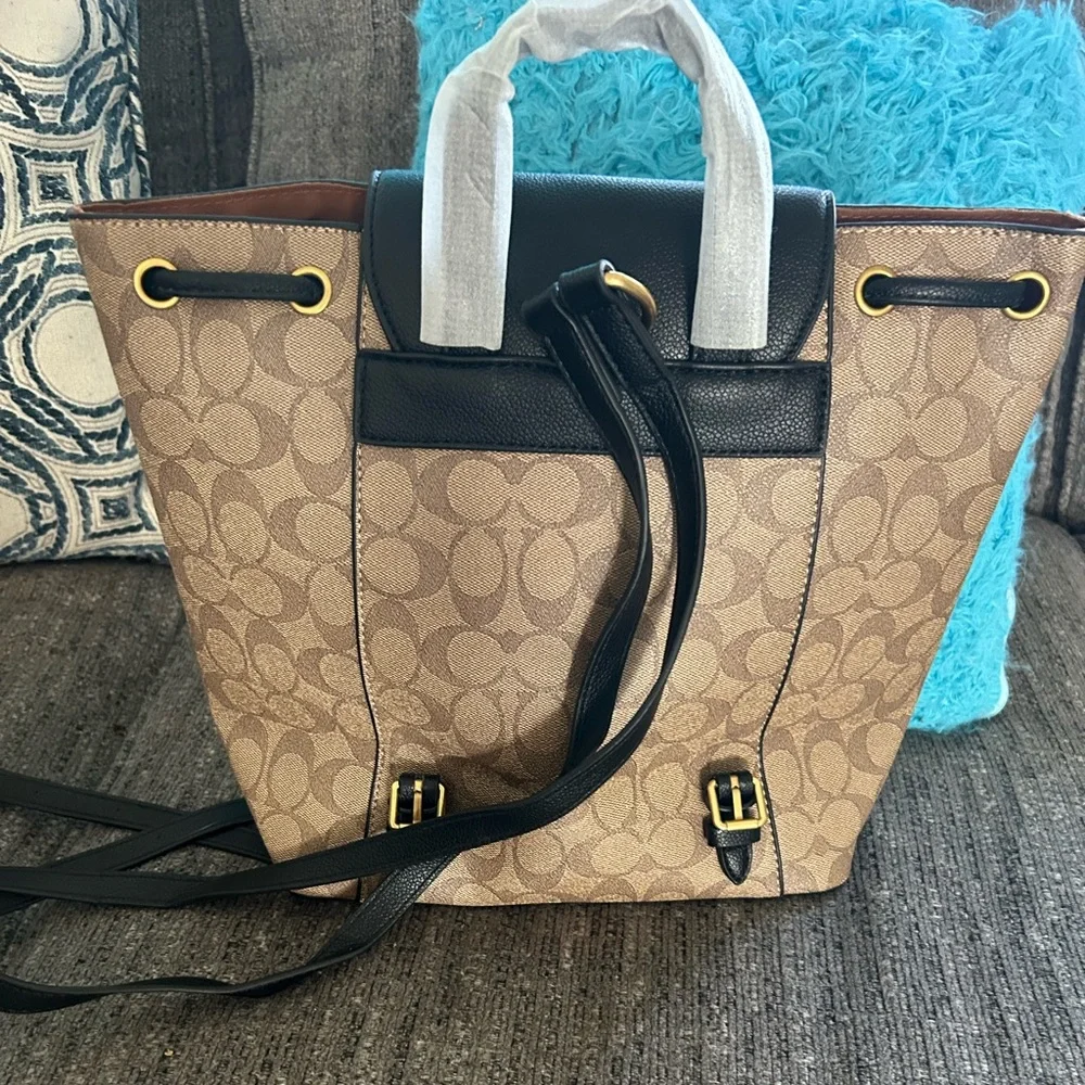 Coach Black and Tan Backpack - Picture 2 of 4